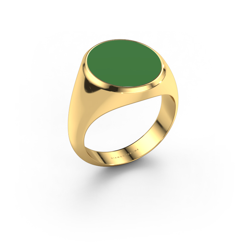 Afbeelding van Zegelring Herman 5 585 goud Groene emaille 15x13 mm
