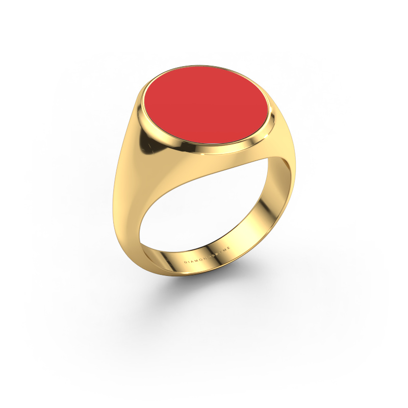 Afbeelding van Zegelring Herman 5 585 goud Rode emaille 15x13 mm