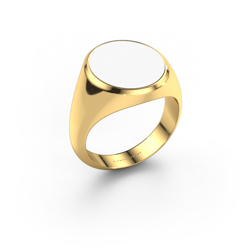 Afbeelding van Zegelring Herman 5 585 goud Witte emaille 15x13 mm