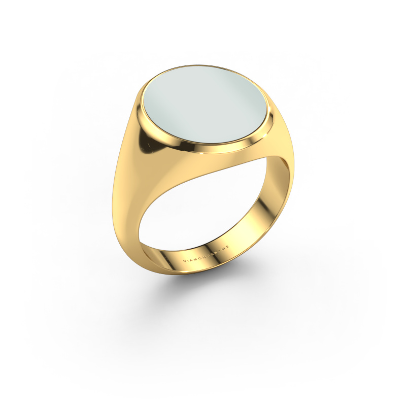 Image of Signet ring Herman 5 585 gold Green sardonyx 15x13 mm