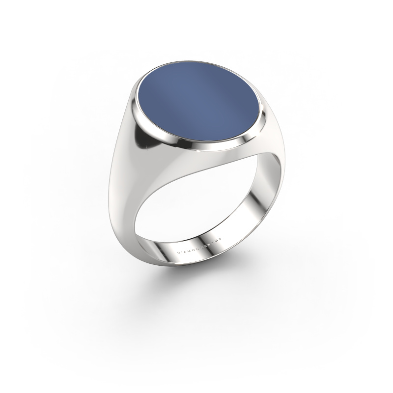 Image of Signet ring Herman 6 585 white gold Blue sardonyx 16x13 mm