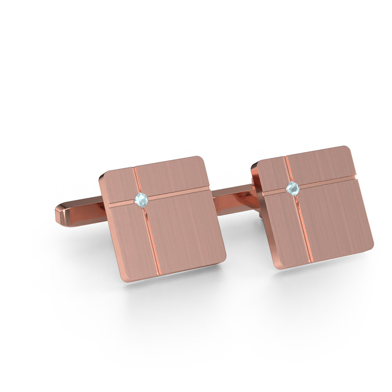 Image of Cufflinks Hilco 585 rose gold Aquamarine 2 mm