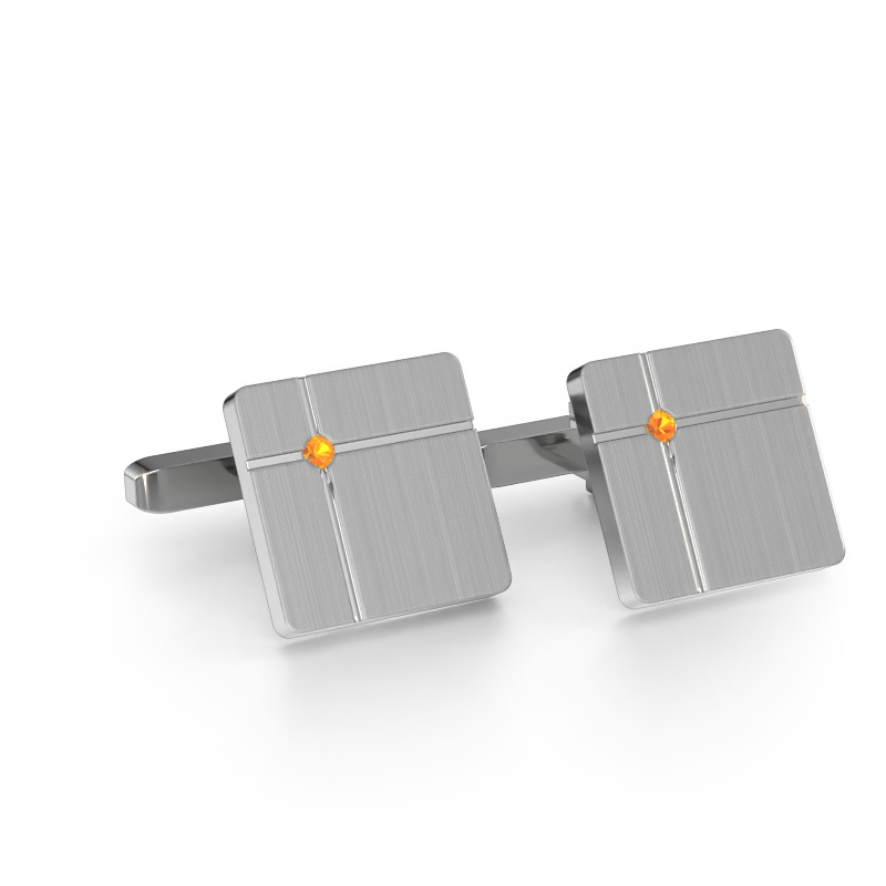 Image of Cufflinks Hilco 585 white gold Citrin 2 mm