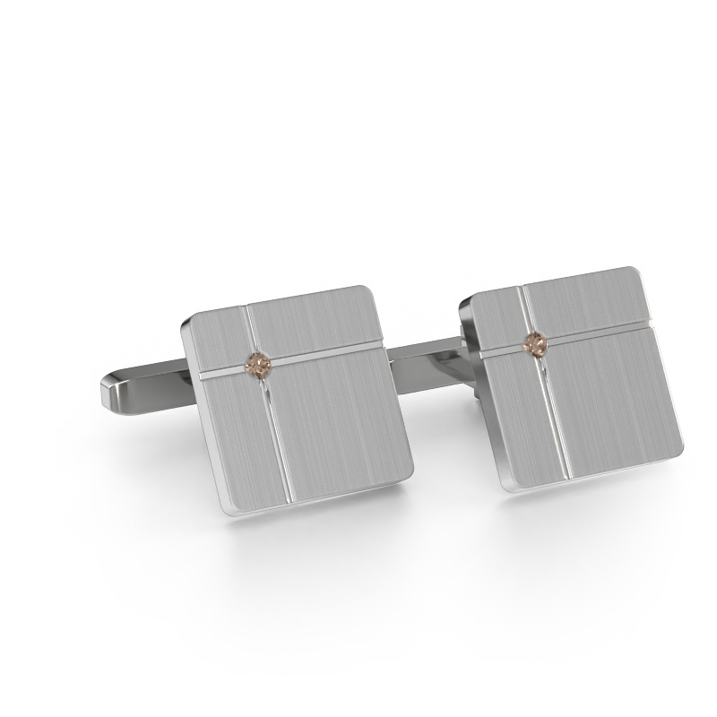 Image of Cufflinks Hilco 585 white gold Brown diamond 0.06 crt