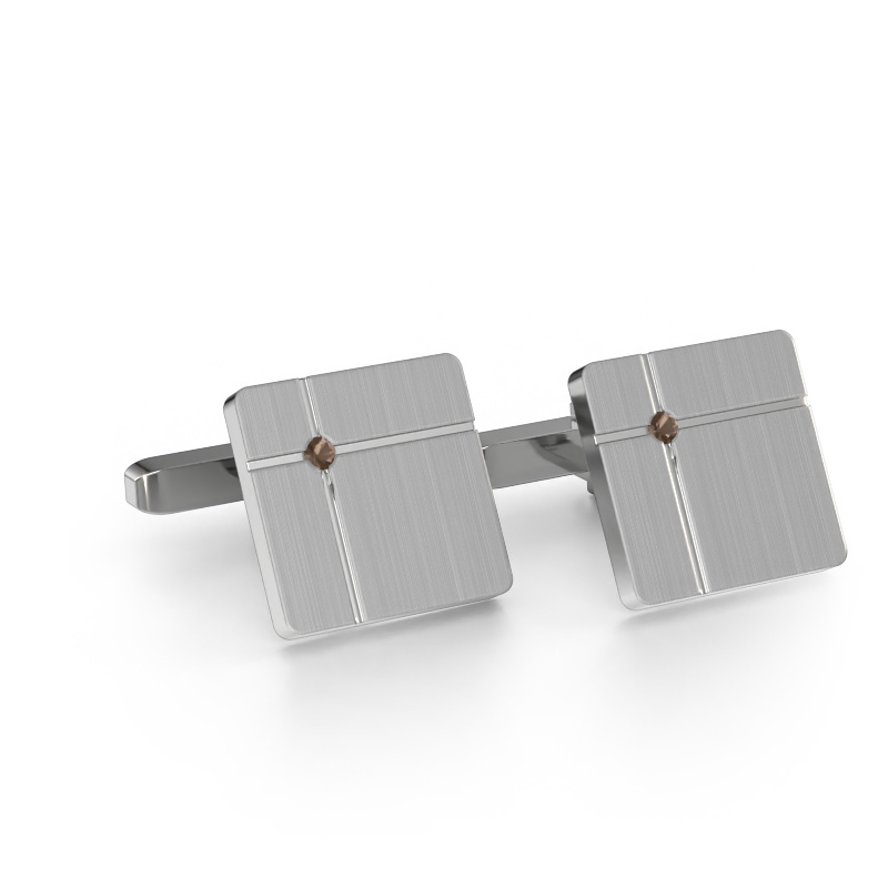 Image of Cufflinks Hilco 585 white gold Smokey quartz 2 mm