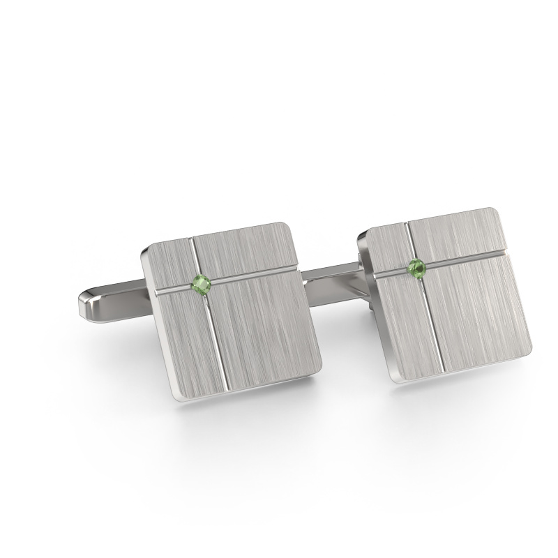 Image de Boutons de manchettes Hilco 585 or blanc Vert tourmaline 2 mm