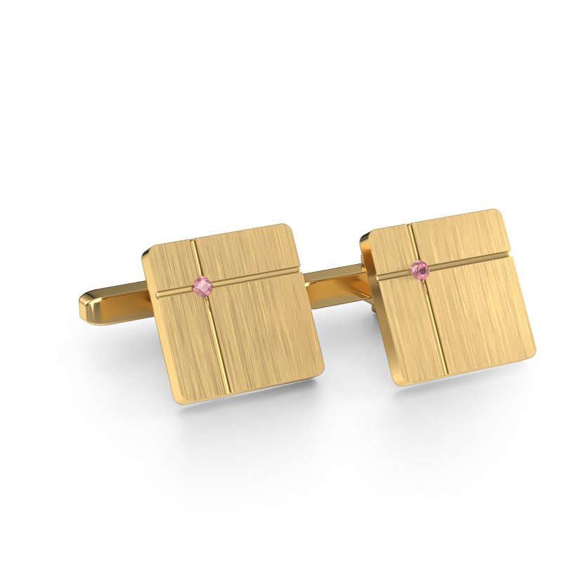 Afbeelding van Manchetknopen Hilco 585 goud Toermalijn pink 2 mm