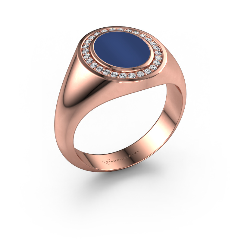 Afbeelding van Zegelring Hilda 1 585 rosé goud Lapis lazuli 10x8 mm