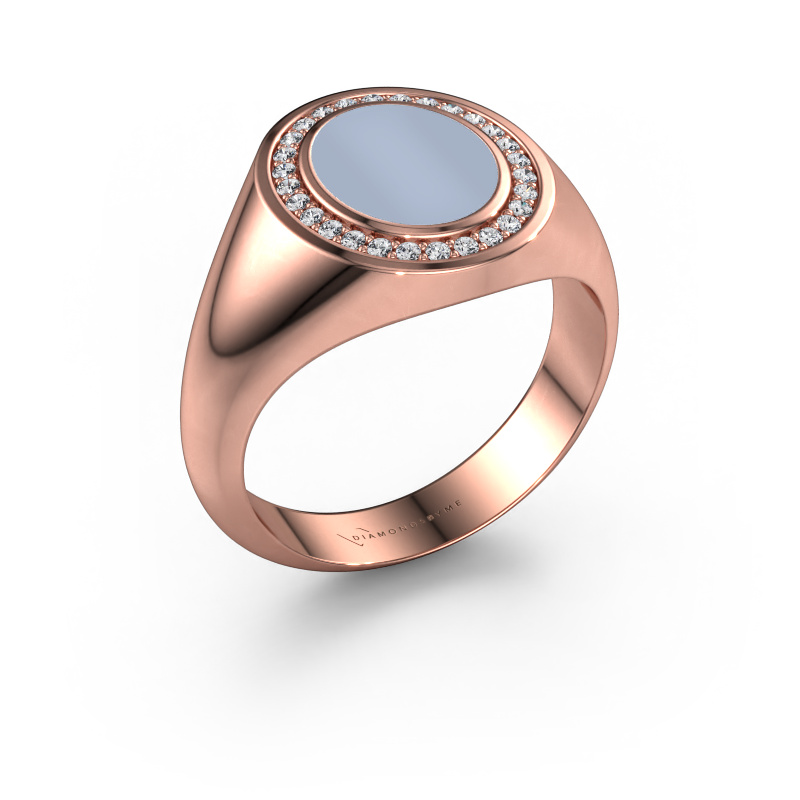 Afbeelding van Zegelring Hilda 1 585 Rosé goud Licht blauwe lagensteen 10x8 mm