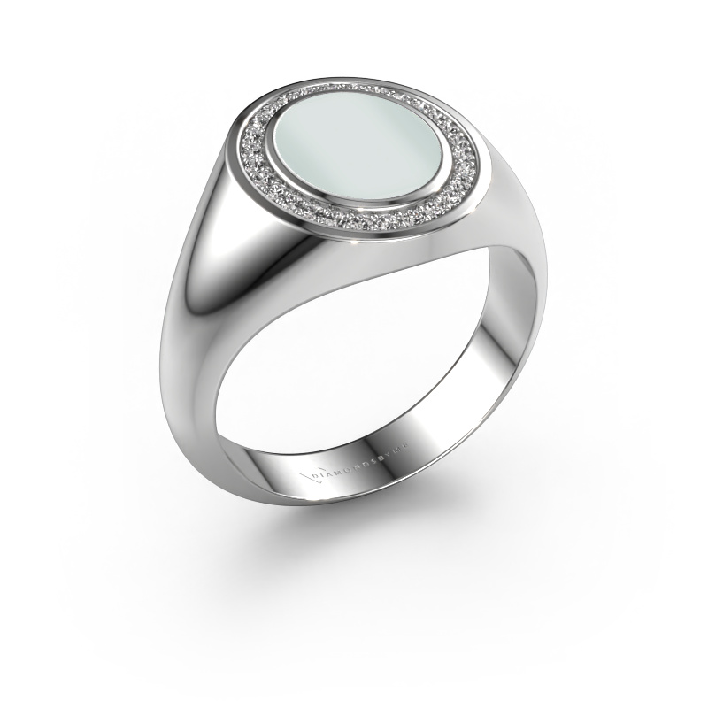 Afbeelding van Zegelring Hilda 1 950 platina Groene lagensteen 10x8 mm