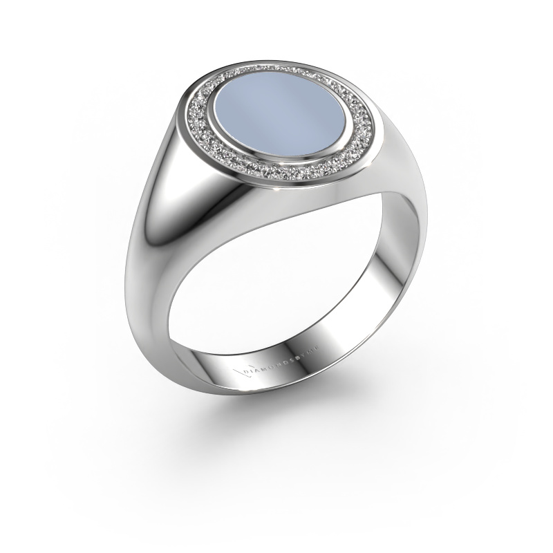 Image of Signet ring Hilda 1 585 white gold Light blue sardonyx 10x8 mm