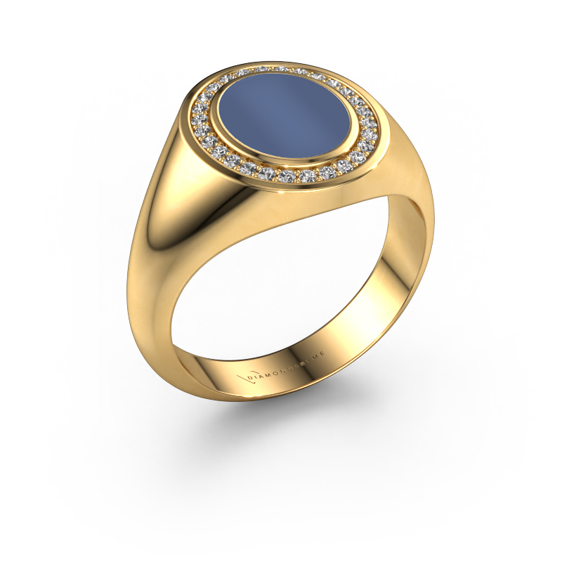 Image de Chevalière Hilda 1 585 or jaune Nicolo bleue 10x8 mm