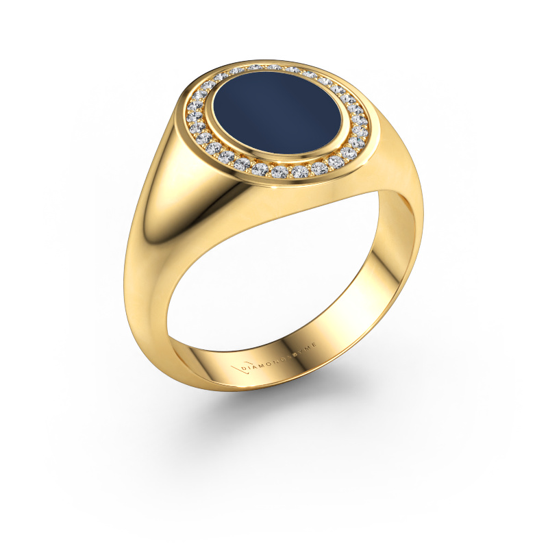 Immagine di Anello chevalier Hilda 1 585 oro Sardonica blu scura 10x8 mm