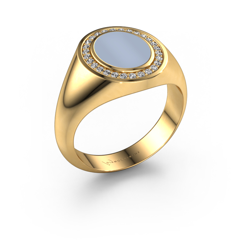 Image of Signet ring Hilda 1 585 gold Light blue sardonyx 10x8 mm