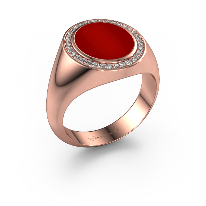 Afbeelding van Zegelring Hilda 2 585 rosé goud Carneool 12x10 mm