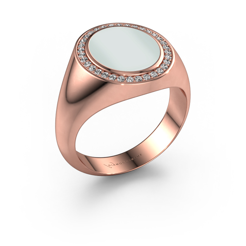 Image of Signet ring Hilda 2 585 rose gold Green sardonyx 12x10 mm