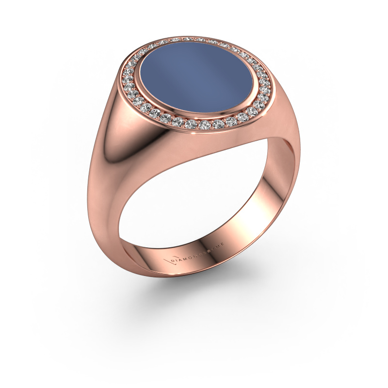 Bild von Siegelring Hilda 2 585 Roségold Blau Lagenstein 12x10 mm