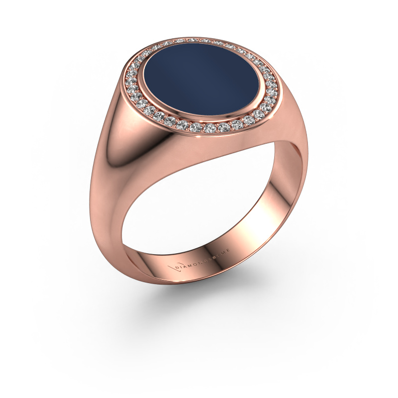 Image of Signet ring Hilda 2 585 rose gold Dark blue sardonyx 12x10 mm