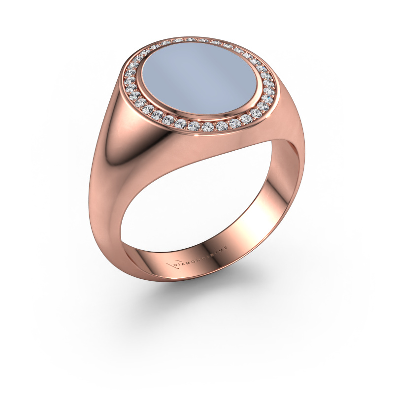 Image de Chevalière Hilda 2 585 or rose Nicolo bleu clair 12x10 mm