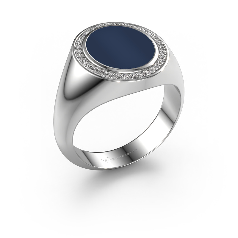 Image of Signet ring Hilda 2 585 white gold Dark blue sardonyx 12x10 mm