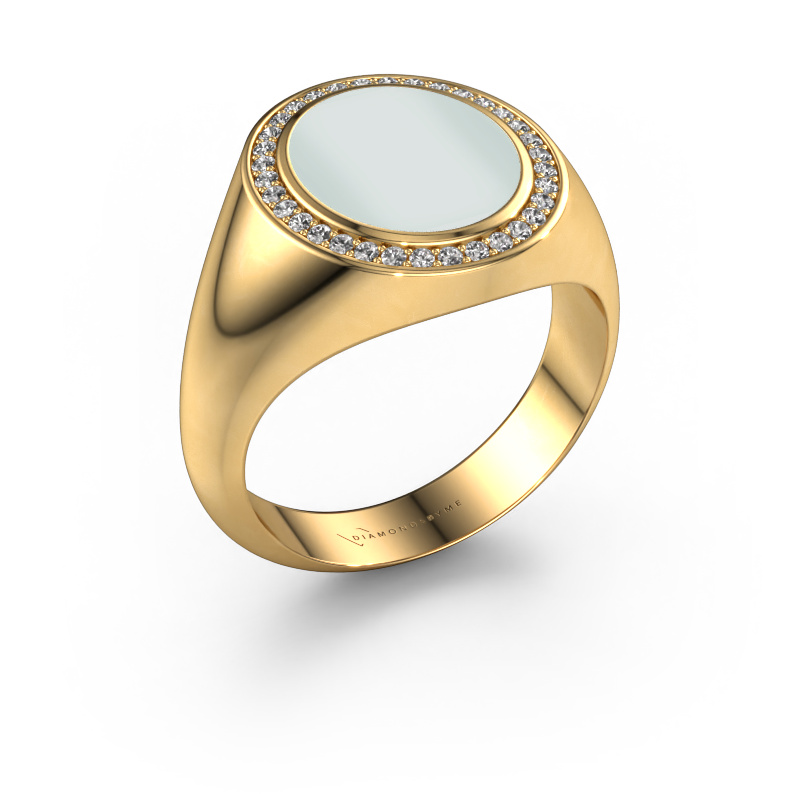 Image of Signet ring Hilda 2 585 gold Green sardonyx 12x10 mm
