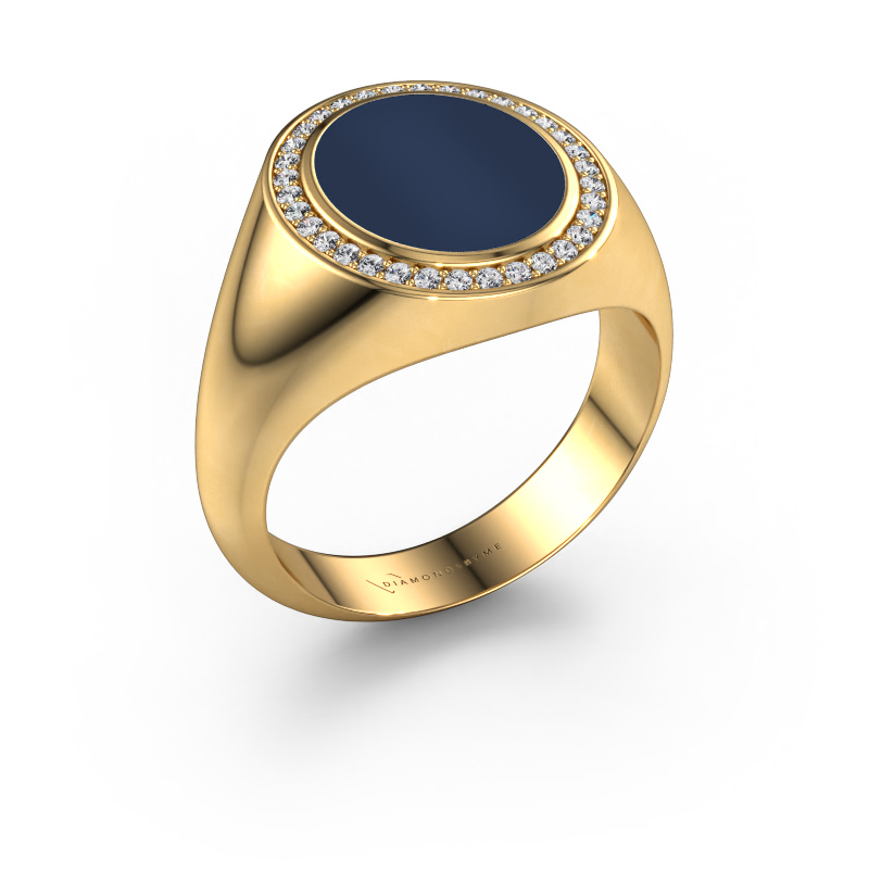 Bild von Siegelring Hilda 2 585 Gold Dunkelblau Lagenstein 12x10 mm