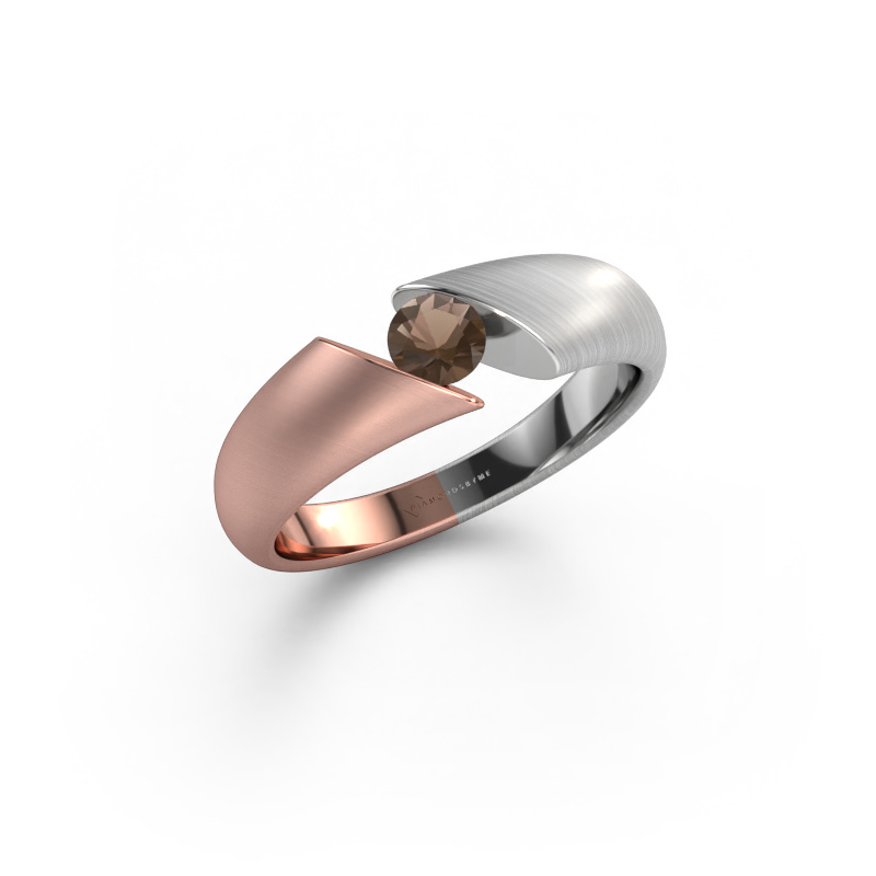 Image de Bague de fiançailles Hojalien 1 585 or rose Quartz fumé 4 mm