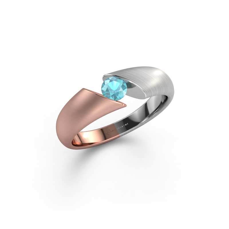 Bild von Verlobungsring Hojalien 1 585 Roségold Blau Topas 4 mm