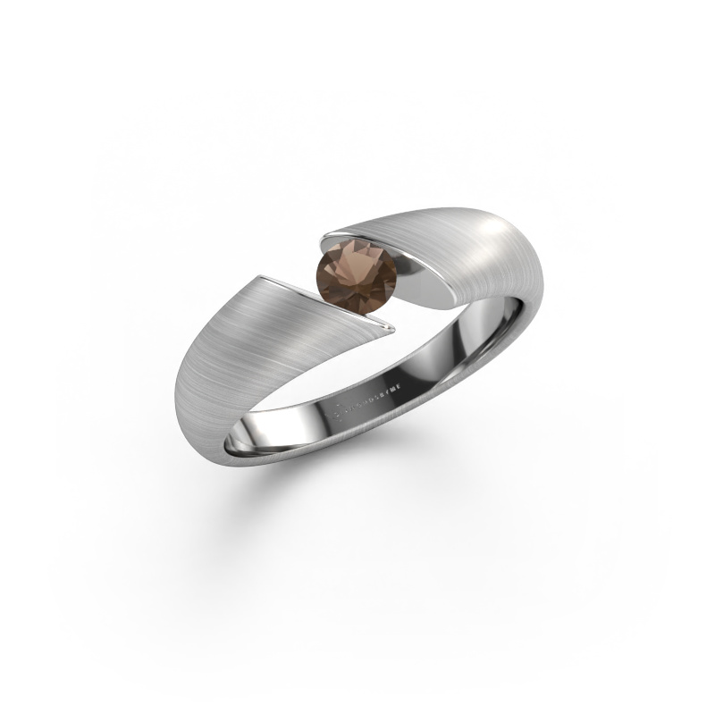 Image of Engagement ring Hojalien 1 585 white gold Smokey quartz 4 mm