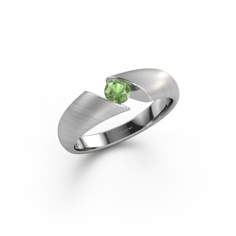 Image of Engagement ring Hojalien 1 585 white gold Tourmaline green 4 mm