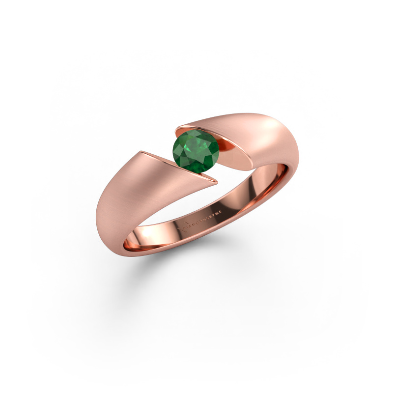 Immagine di Anello Hojalien 1 585 oro rosa Smeraldo 4.2 mm