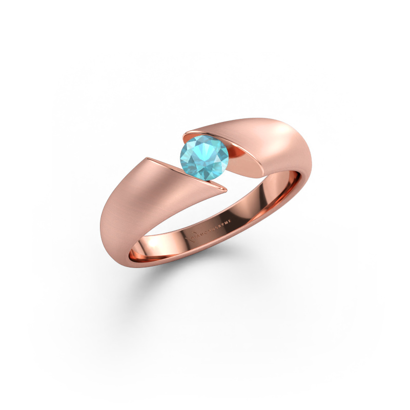 Immagine di Anello Hojalien 1 585 oro rosa Topazio blu 4.2 mm