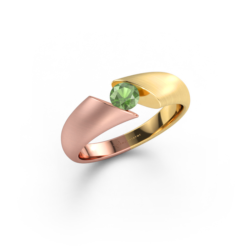 Afbeelding van Ring Hojalien 1 585 rosé goud Toermalijn groen 4.2 mm