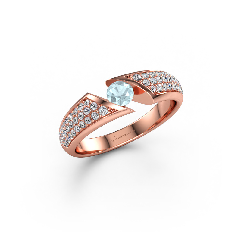 Immagine di Anello Hojalien 3 585 oro rosa Acquamarina 4 mm