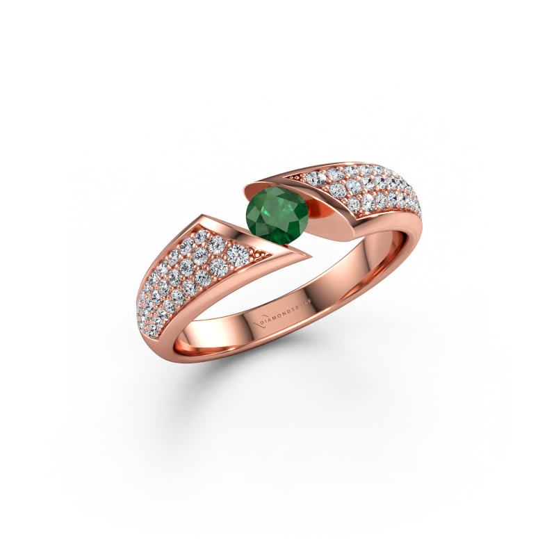 Immagine di Anello Hojalien 3 585 oro rosa Smeraldo 4 mm