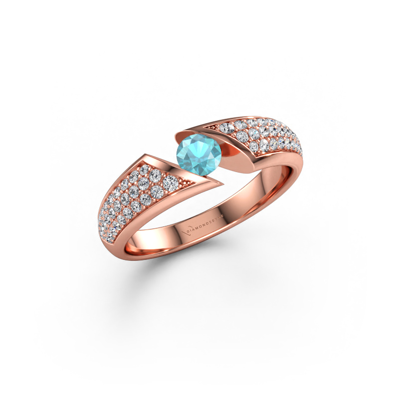 Bild av Ring Hojalien 3 585 roséguld Blå topas 4 mm