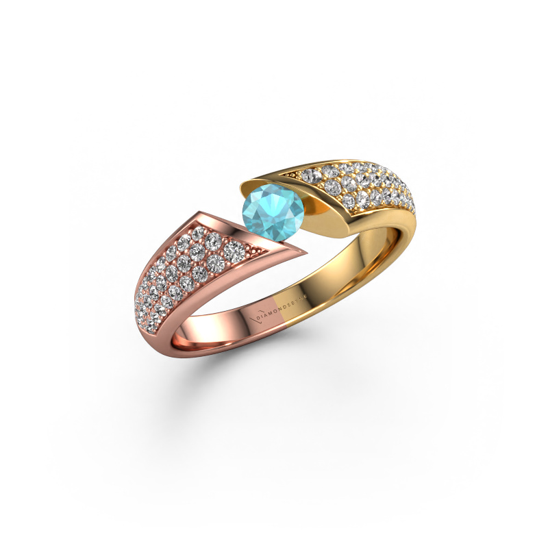 Image of Ring Hojalien 3 585 rose gold Blue topaz 4 mm