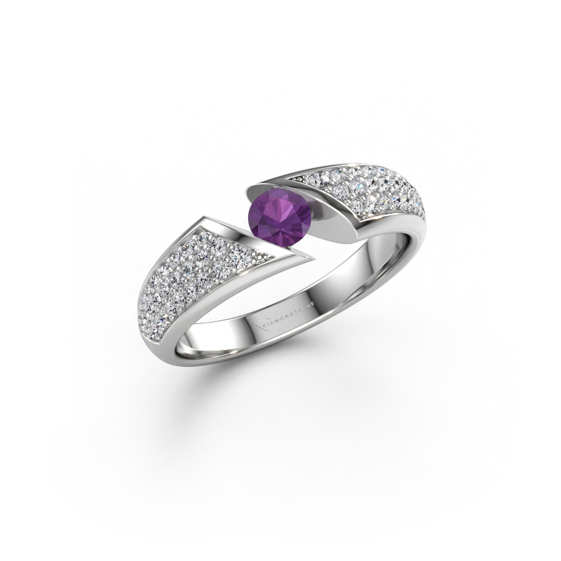 Bild av Ring Hojalien 3 585 vitt guld Ametist 4 mm