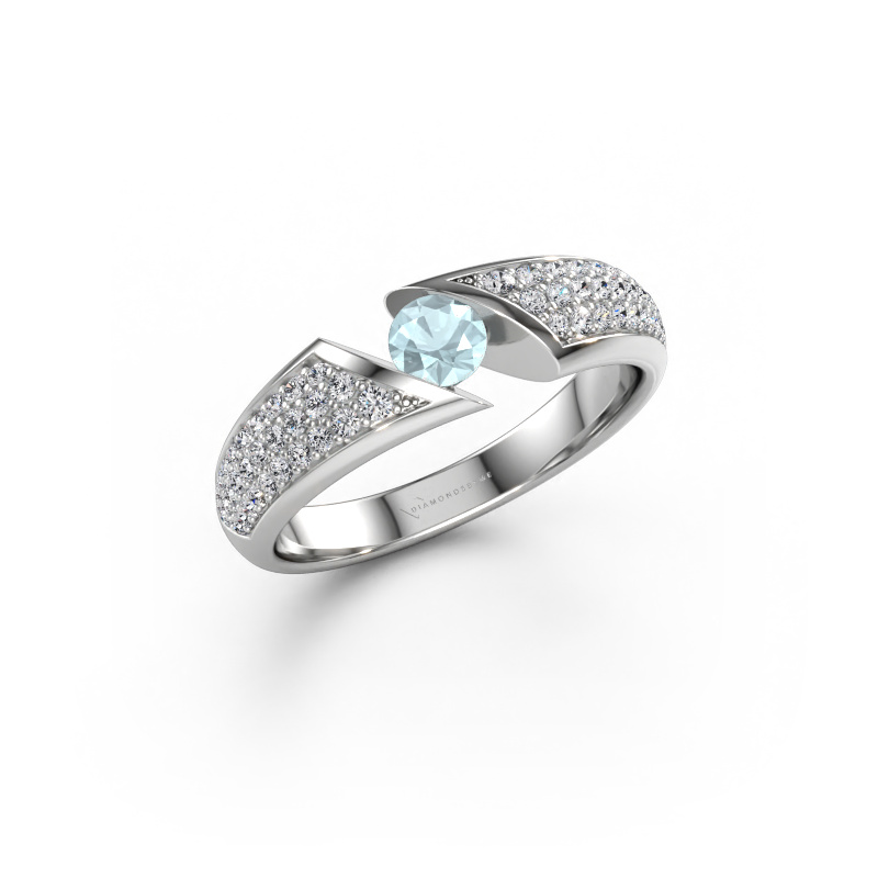 Immagine di Anello Hojalien 3 585 oro bianco Acquamarina 4 mm
