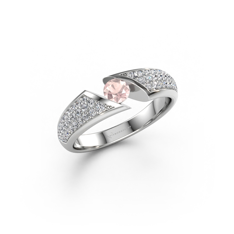 Bild av Ring Hojalien 3 585 vitt guld Champagnefärgad morganit 4 mm