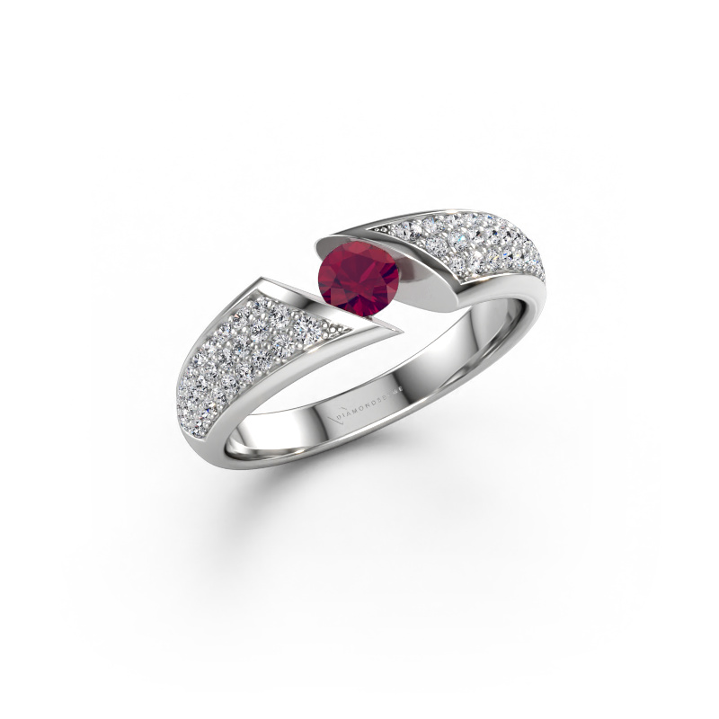 Immagine di Anello Hojalien 3 585 oro bianco Rodolite 4 mm