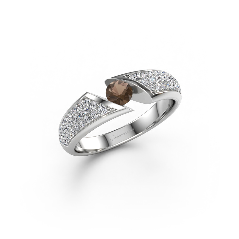 Immagine di Anello Hojalien 3 585 oro bianco Quarzo fumé 4 mm