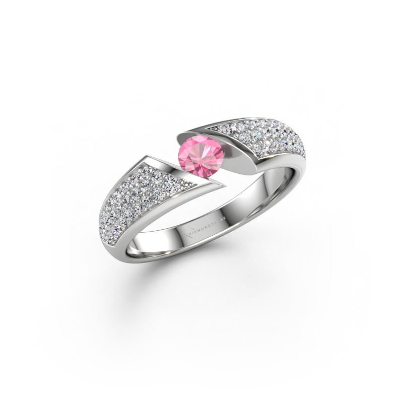 Immagine di Anello Hojalien 3 585 oro bianco Zaffiro rosa 4 mm