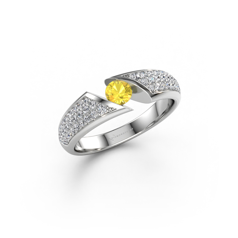 Bild av Ring Hojalien 3 585 vitt guld Gul safir 4 mm
