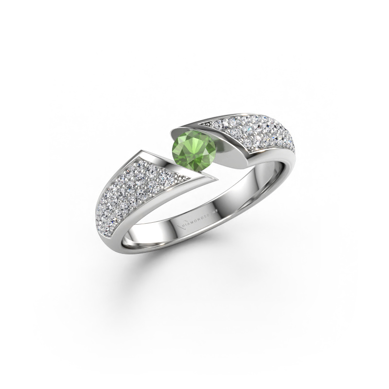 Bild av Ring Hojalien 3 585 vitt guld Grön turmalin 4 mm