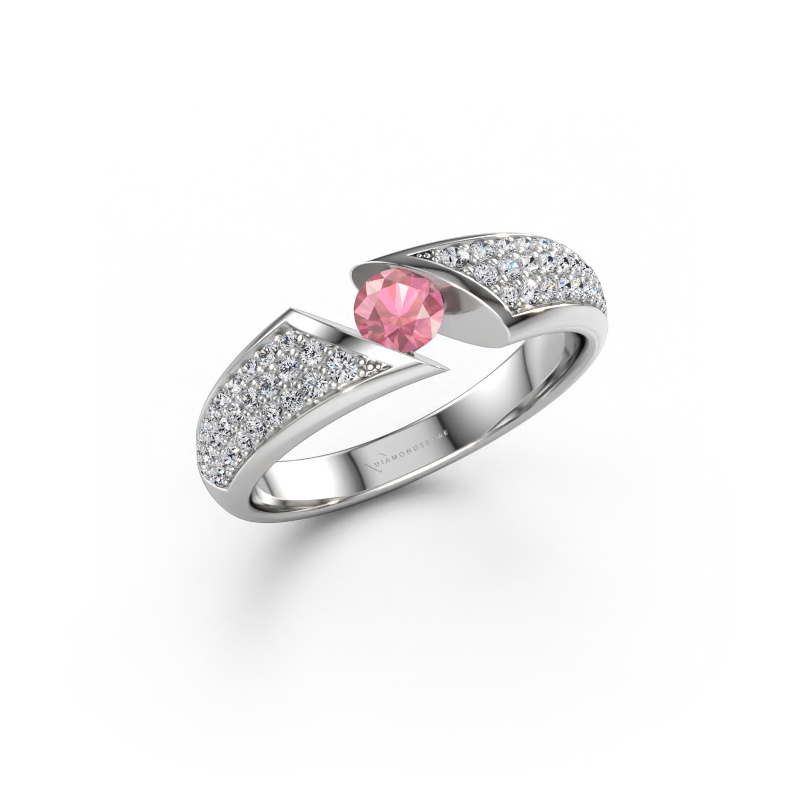 Immagine di Anello Hojalien 3 585 oro bianco Tormalina rosa 4 mm