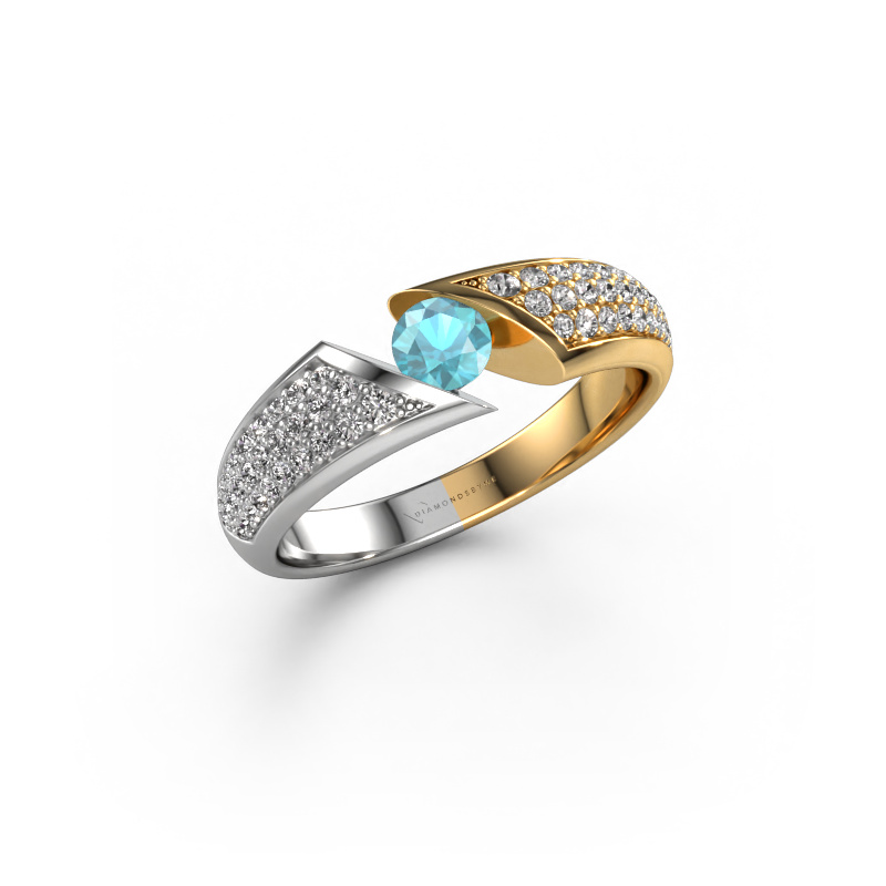 Image of Ring Hojalien 3 585 white gold Blue topaz 4 mm