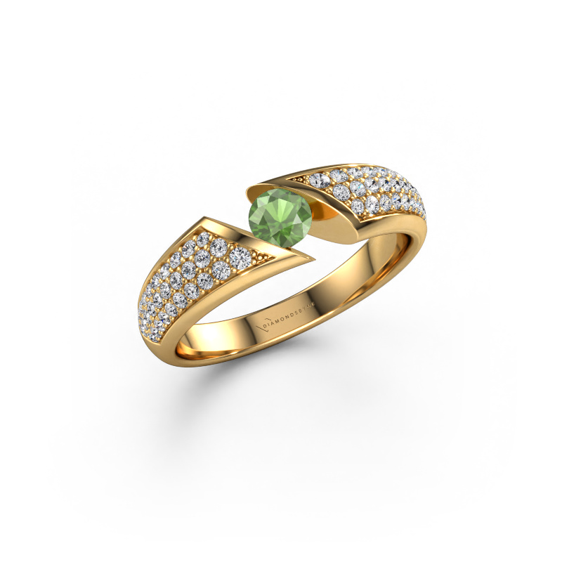 Image de Bague Hojalien 3 585 or jaune Vert tourmaline 4 mm