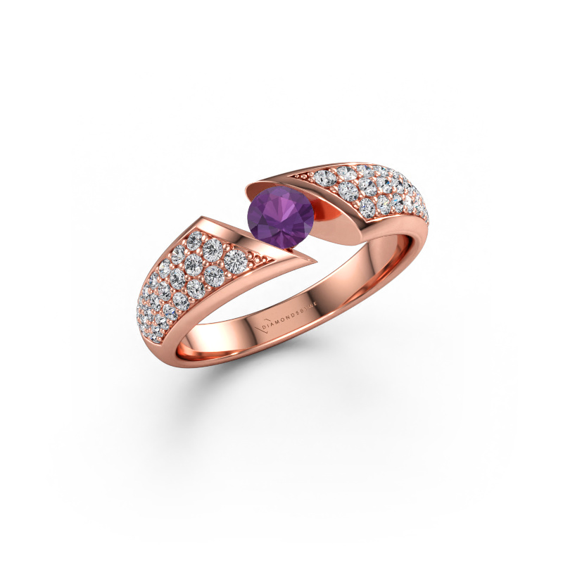 Immagine di Anello di fidanzamento Hojalien 3 585 oro rosa Ametista 4.2 mm