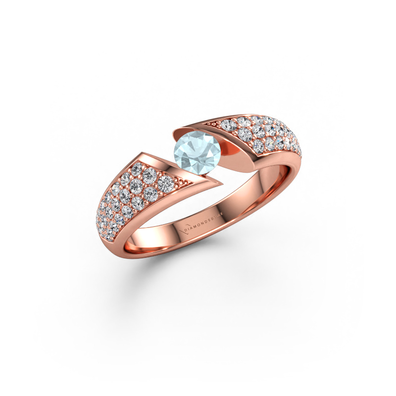 Immagine di Anello di fidanzamento Hojalien 3 585 oro rosa Acquamarina 4.2 mm